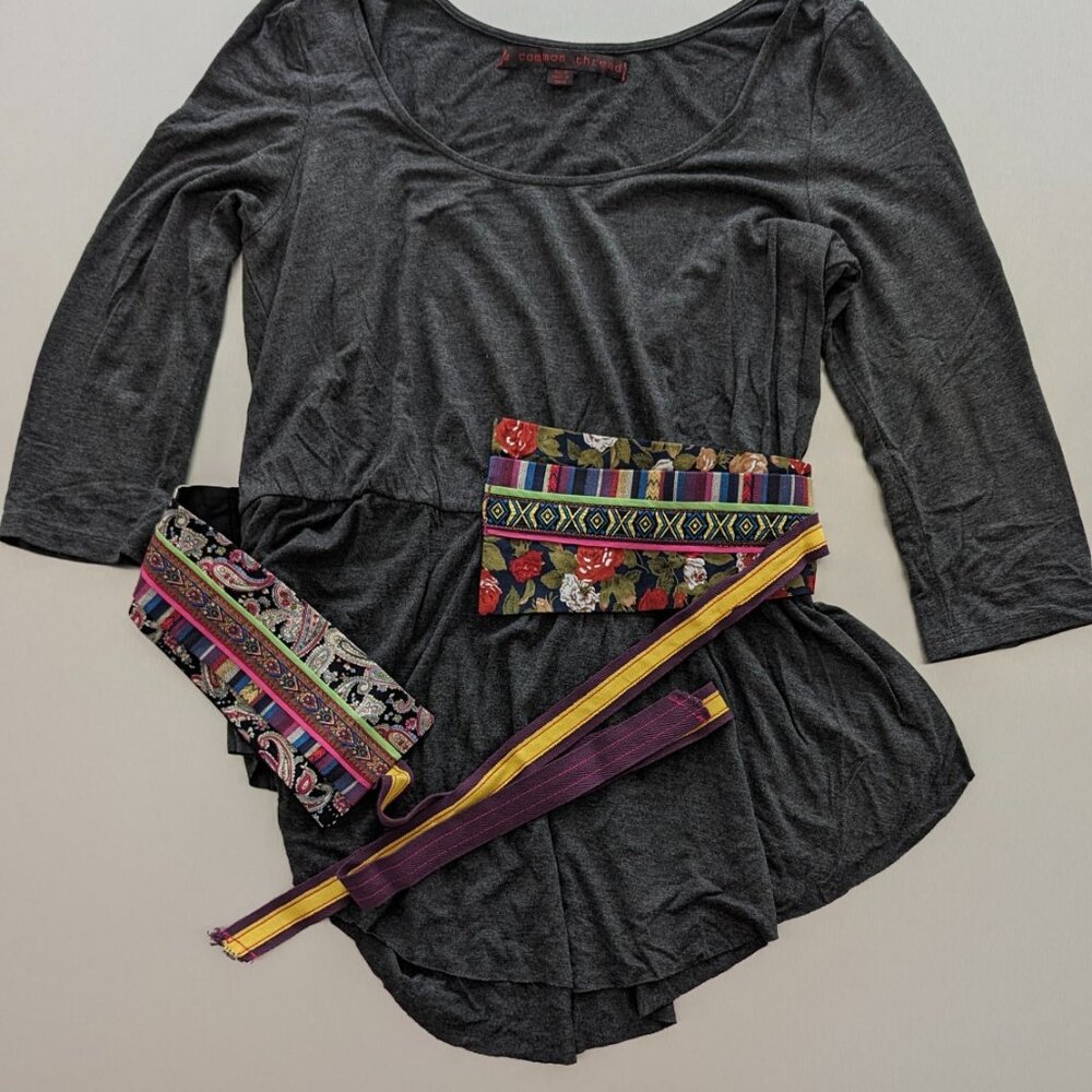 Top with unique sawn colorful belt